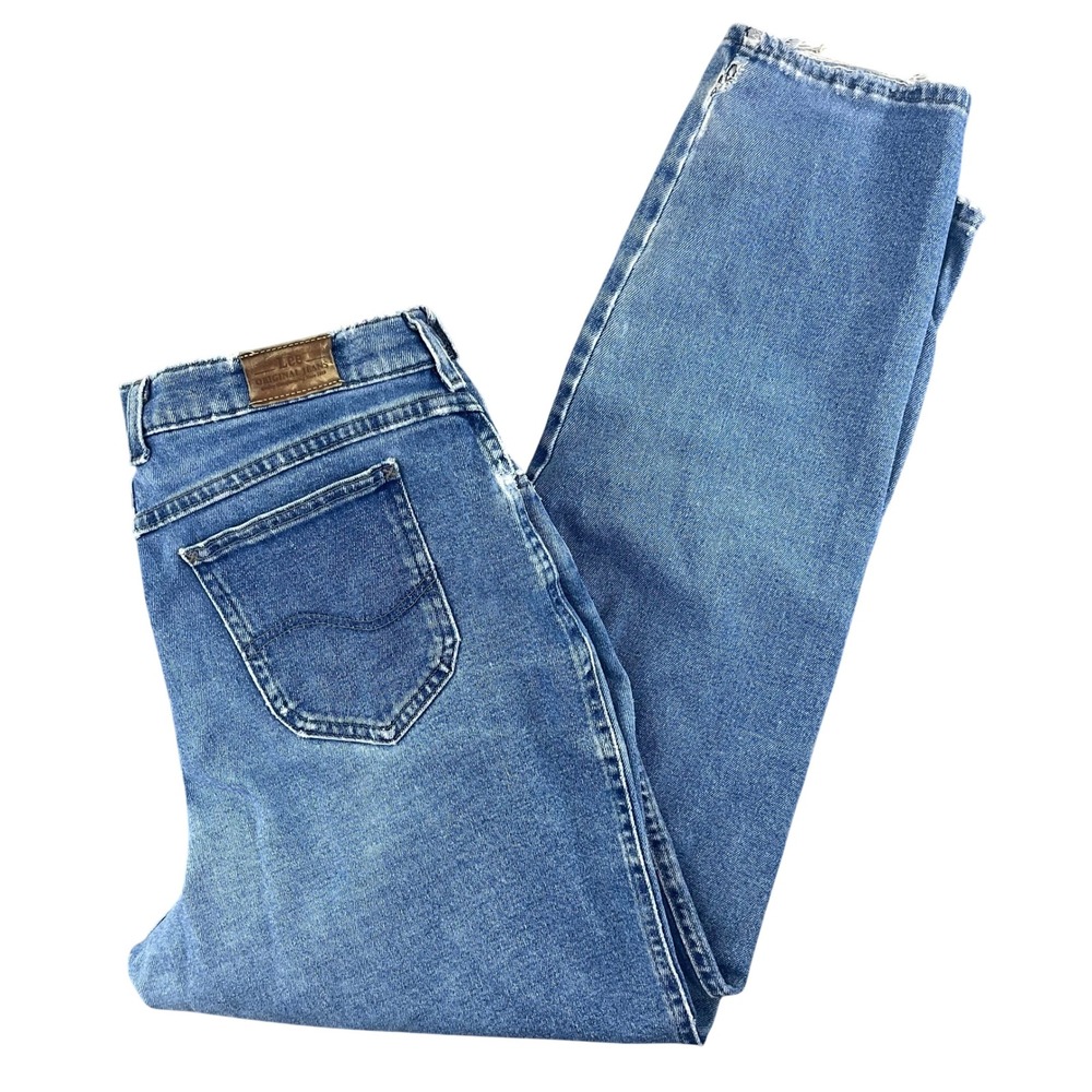 Vintage 90s Lee High‎ Waist Mom Jeans Womens 16 Blue Tapered Medium Wash USA